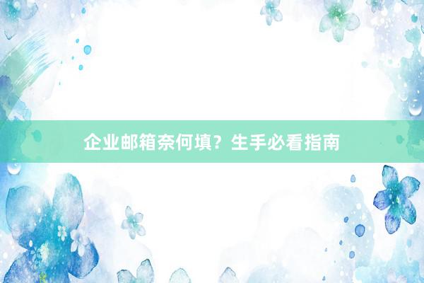 企业邮箱奈何填？生手必看指南